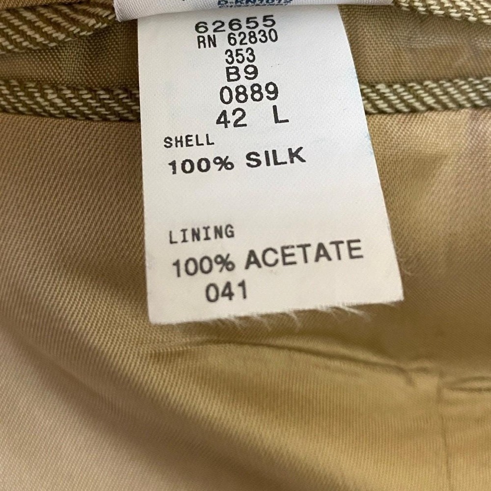 Vintage Y2K Lands End Silk Blazer Sport Coat Men 42L Gold Tan Preppy USA Made - Picture 8 of 13